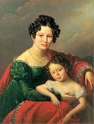 unknown artist Portrait of young woman with her child- Countess of Dyhrn with her child Germany oil painting artist